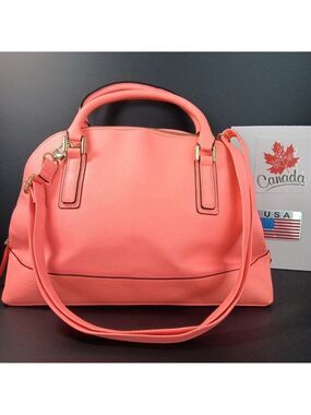Merona Hot Pink Large Womens Shoulder Or Top Handle Handbag Faux Leather